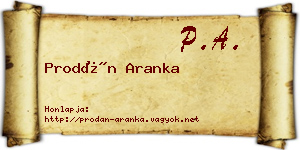 Prodán Aranka névjegykártya